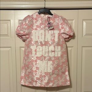 Teddy Fresh Pink and White Mini Dress with Puff Sleeves